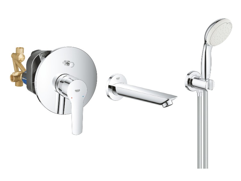 Grohe Baterie de cada grohe start 23558002, 1/2'', incastrat, diverter, 170 mm, 1.5 m, 2 pulverizari, anti-calcar, crom