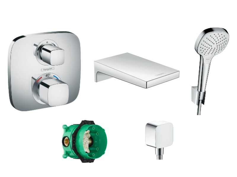 Hansgrohe Baterie de cada hansgrohe ecostat 15708000, 1/2'', incastrata, termostat, waterfall, 1.6 m, 3  pulverizari, crom