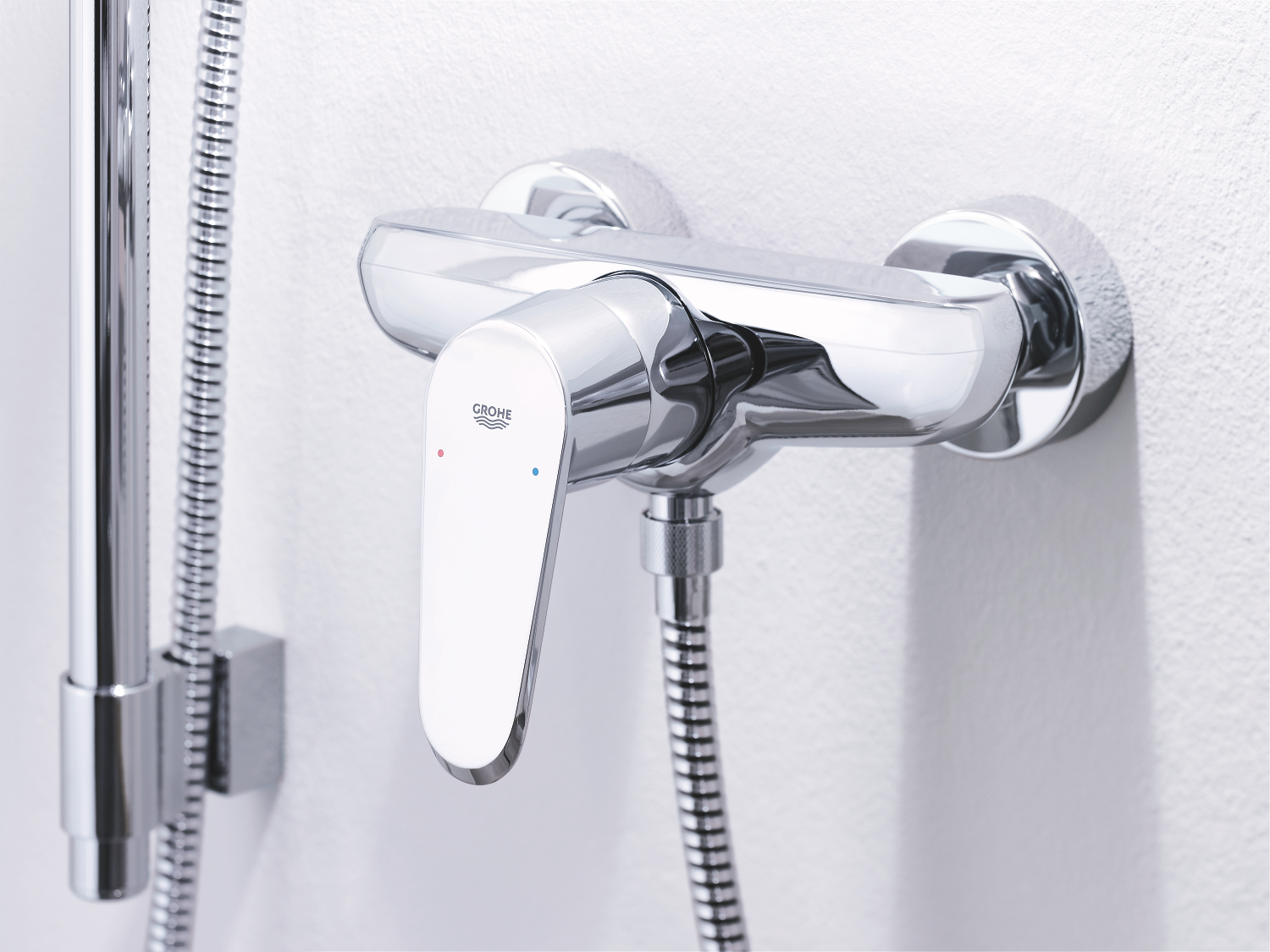 Baterie de dus Grohe 33569002, 1 bar, 172 mm, 154 mm, 2 orificii instalare, 1/2 dimensiune racord furtun, Crom