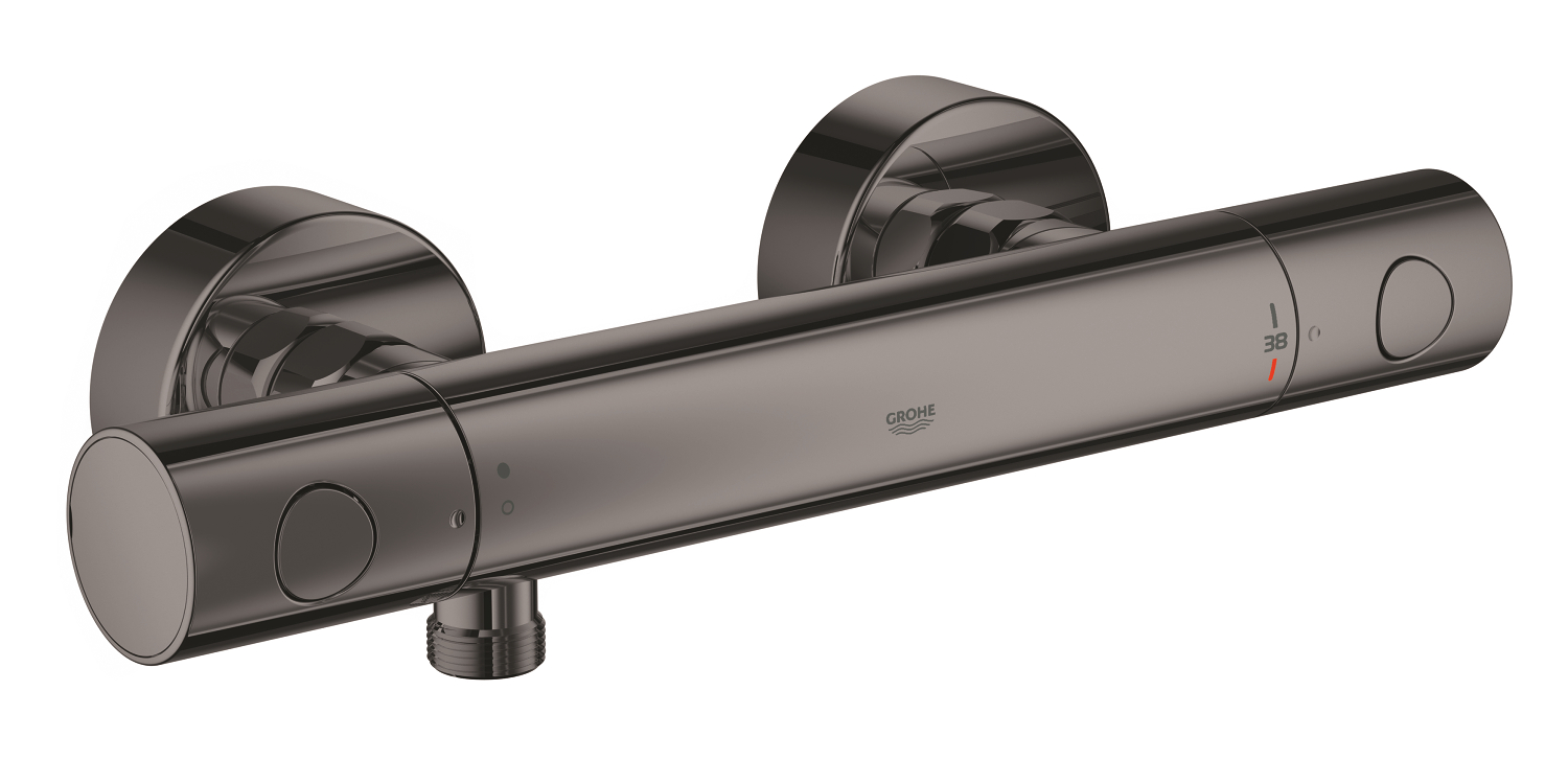 Grohe Baterie de dus grohe grohtherm 1000, 34065a02, 1/2'', termostat, aparent, protectie oparire, lucios, grafit