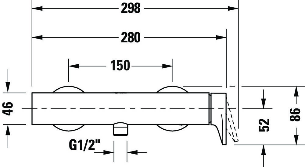 Baterie dus Duravit TU4230000010, Tulum, tip incastrare aparent, compa