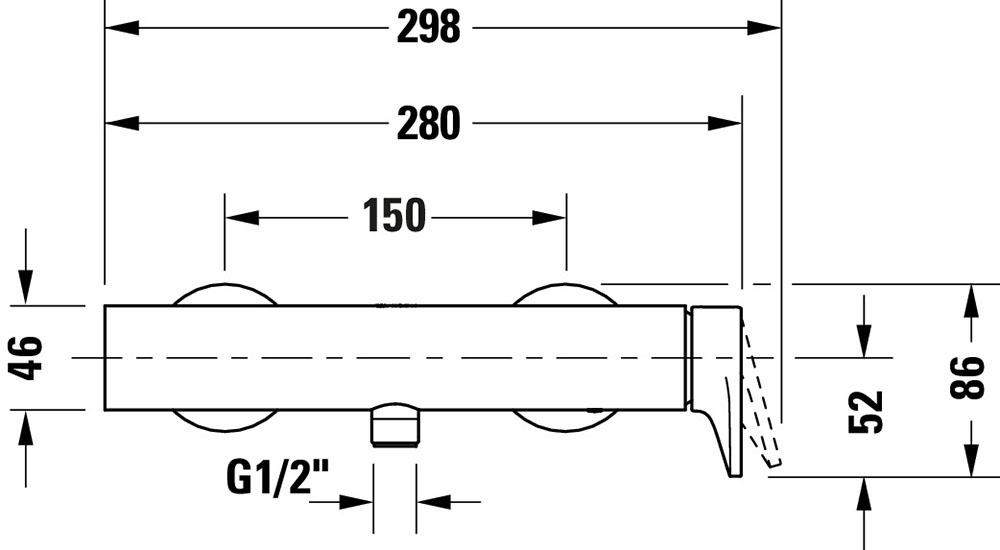 Baterie dus Duravit TU4230000046, Tulum, tip incastrare aparent, compa