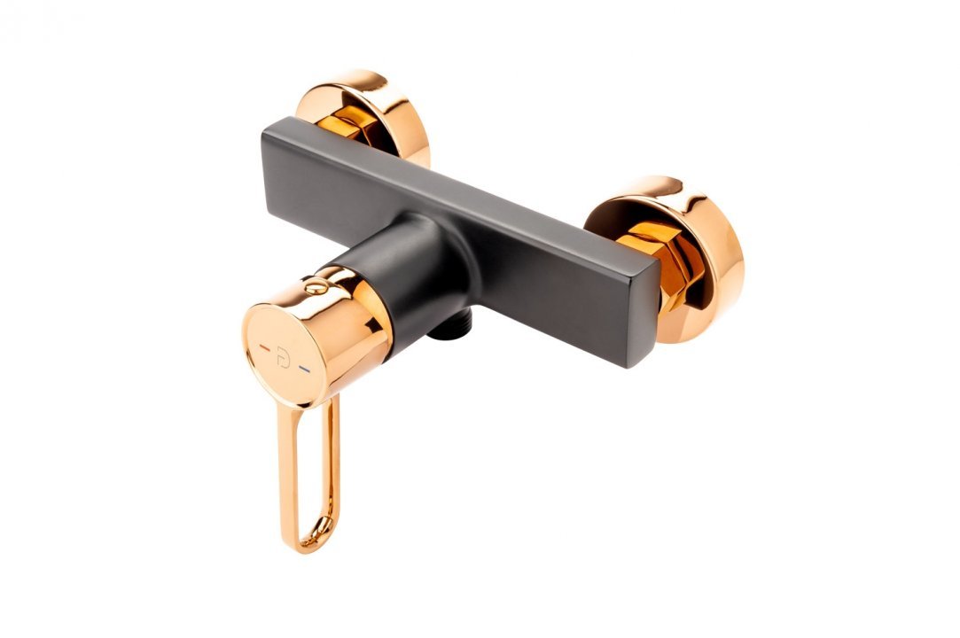 FDesign Baterie dus fdesign zaffiro fd1-zfr-7-25, 1/2'', aparenta, monocomanda, mat, negru / cupru
