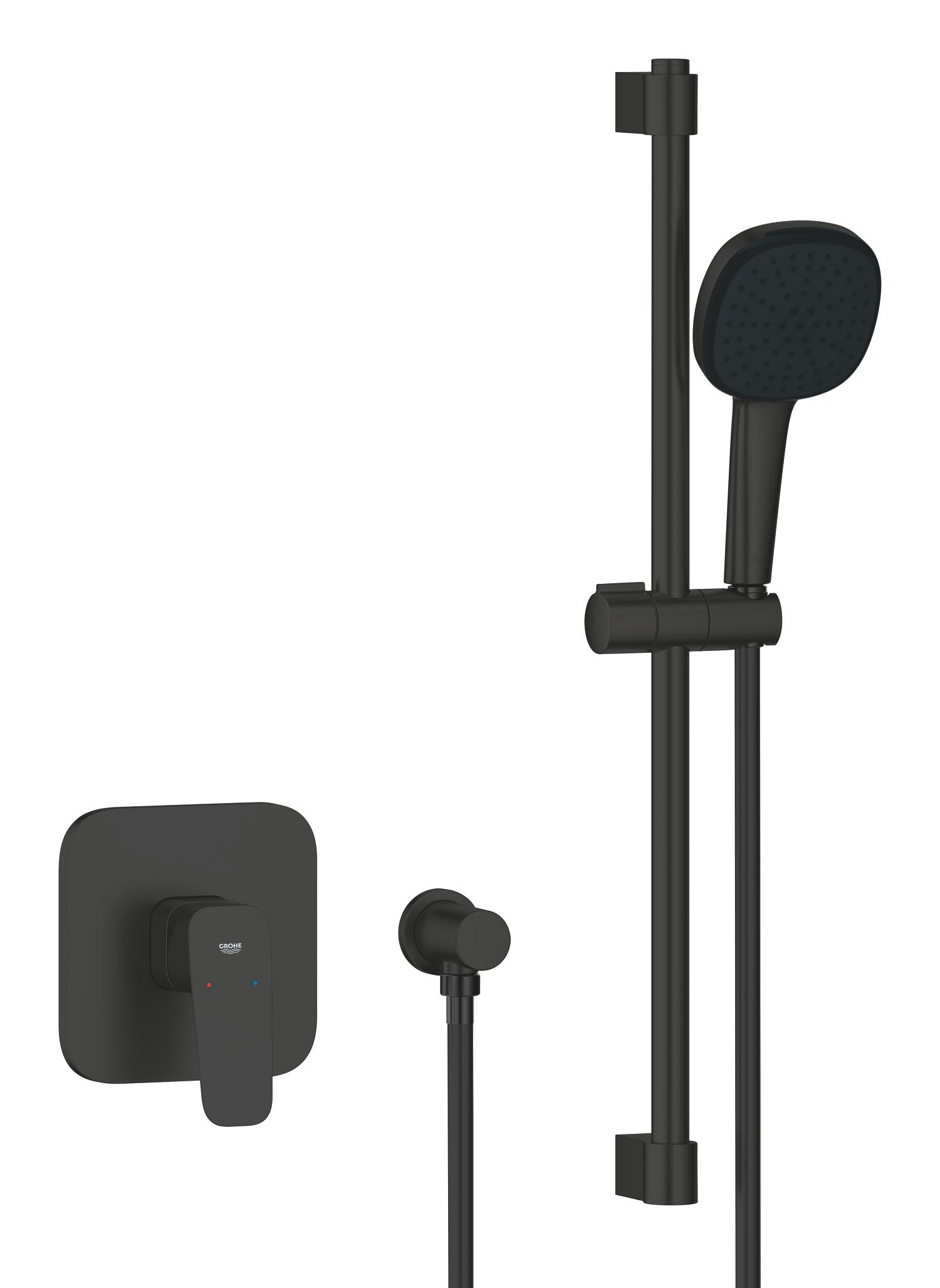 Grohe Baterie dus grohe cubeo, incastrata, set dus, mat, negru, 1053352430