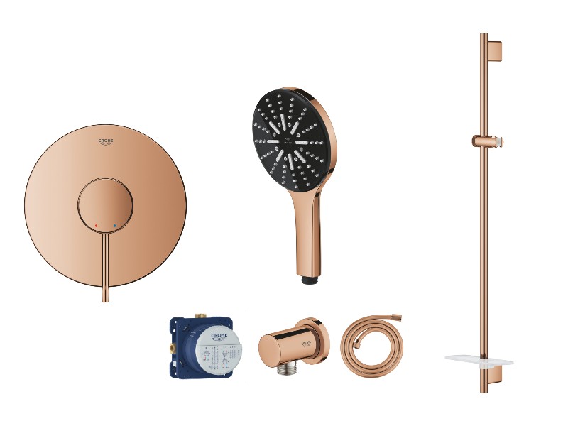 Grohe Baterie dus grohe essence, incastrata, coloana dus, lucios, cupru, 24057da1-2st