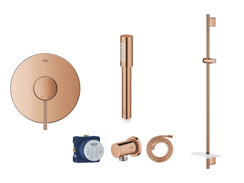 Grohe Baterie dus grohe essence, incastrata, coloana dus, lucios, cupru, 24168da1-3st
