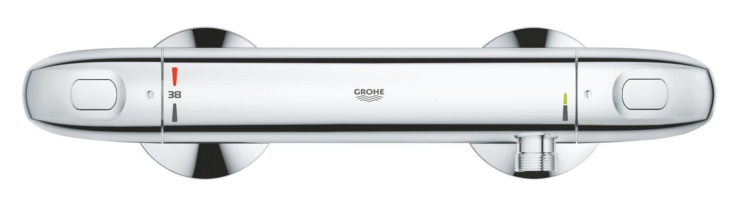 Baterie dus Grohe 34814003, 0.8 bar, 81 mm, 305 mm, 2 orificii instalare, 1/2 dimensiune racord furtun, Crom