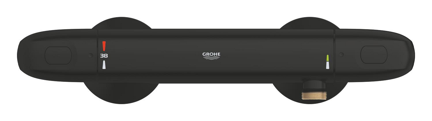 Baterie dus Grohe 348142433, 0.8 bar, 100 mm, 317 mm, 2 orificii instalare, 1/2 dimensiune racord furtun, Negru