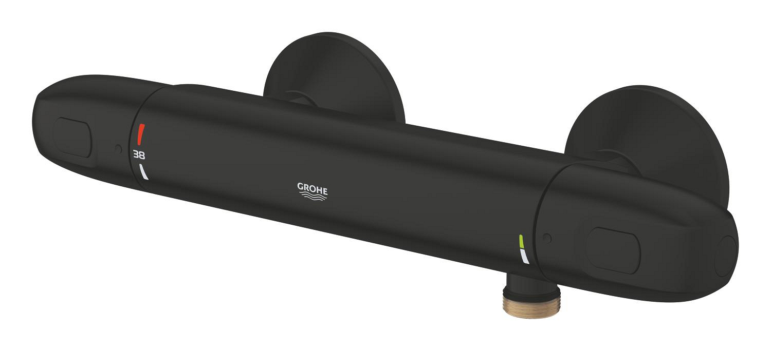 Baterie dus Grohe 348142433, 0.8 bar, 100 mm, 317 mm, 2 orificii instalare, 1/2 dimensiune racord furtun, Negru