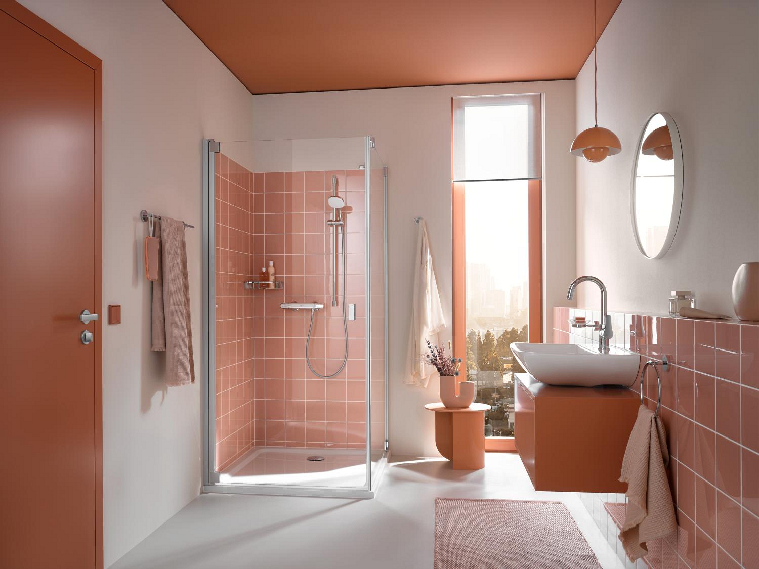 Baterie dus Grohe 34824005, 0.8 bar, 80 mm, 317 mm, 110 mm, 1.75 m, 900 mm, 2 orificii instalare, Crom