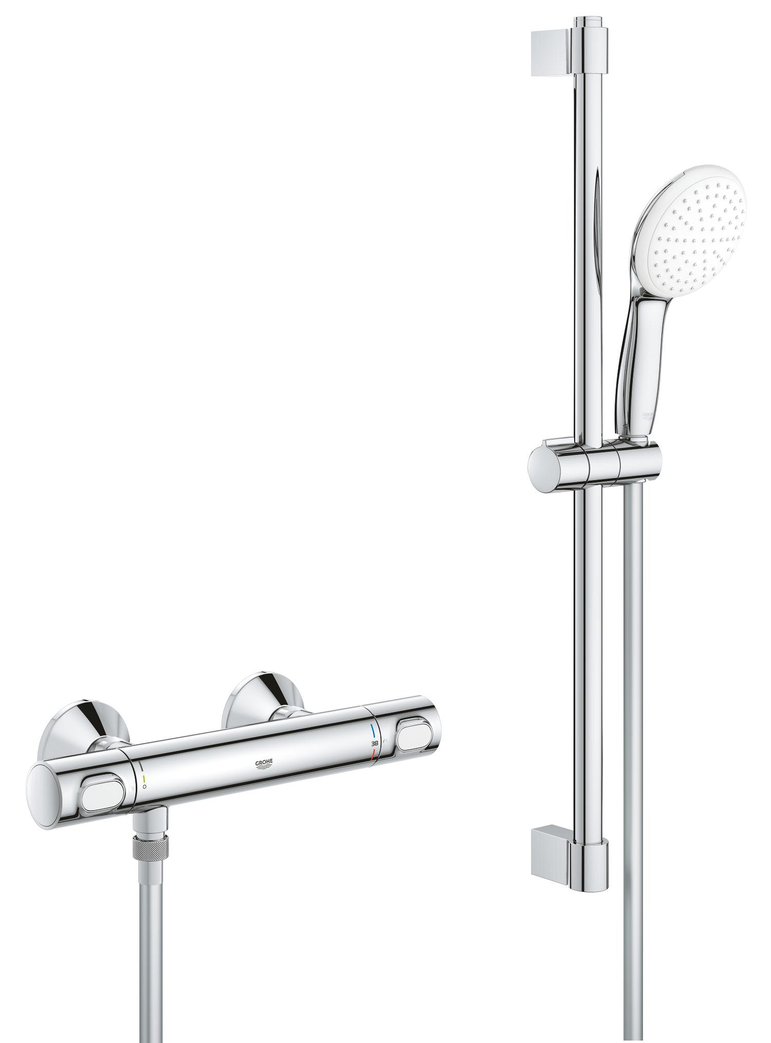 Grohe Baterie dus grohe grohtherm 500, aparenta, termostat, coloana dus, 600 mm, crom, 34796001