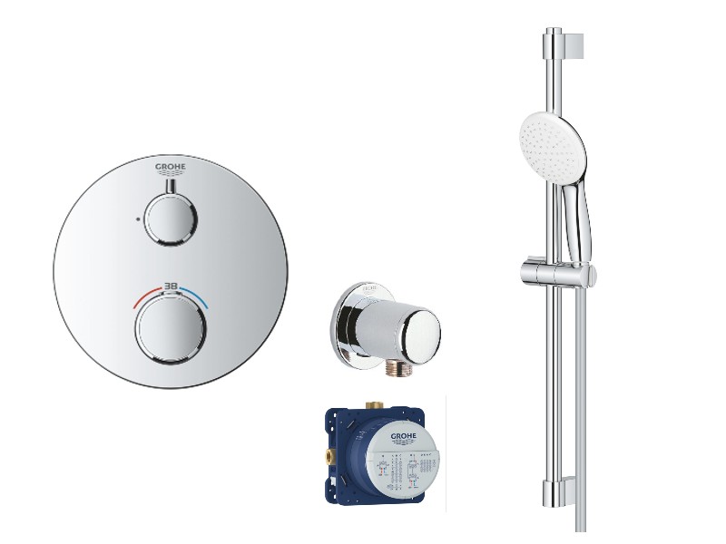 Grohe Baterie dus grohe grohtherm, incastrata, termostat, coloana dus, crom , 24075000-7st