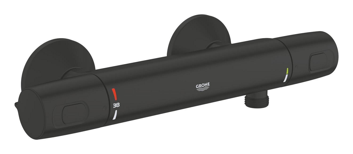 Grohe Baterie dus grohe precision, aparenta, termostat, mat, negru, 1022172432