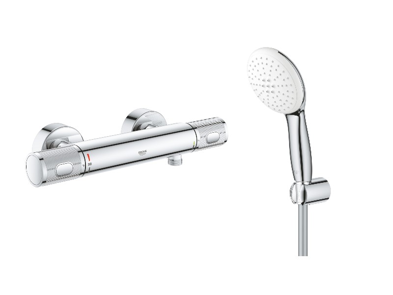 Grohe Baterie dus grohe precision feel, aparenta, termostat, set dus, 2 functii, crom, 34790000-1st