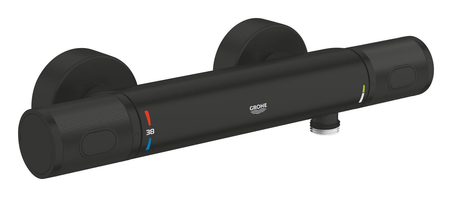 Grohe Baterie dus grohe precision feel, aparenta, termostat, mat, negru, 347902430