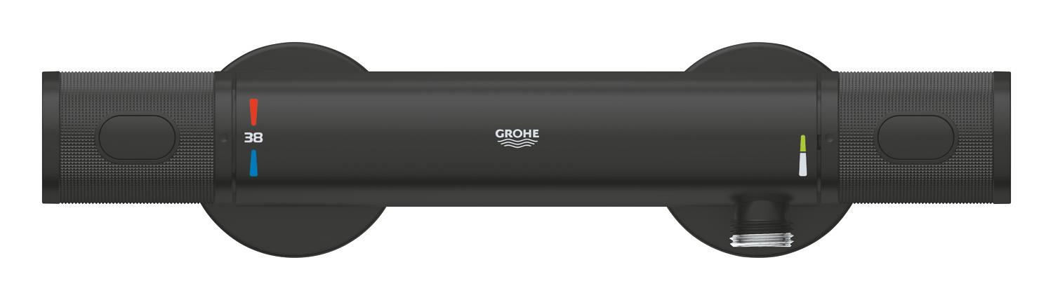 Baterie dus Grohe 347902430, 1 bar, 91 mm, 313 mm, 2 orificii instalare, 1/2 dimensiune racord furtun, Negru