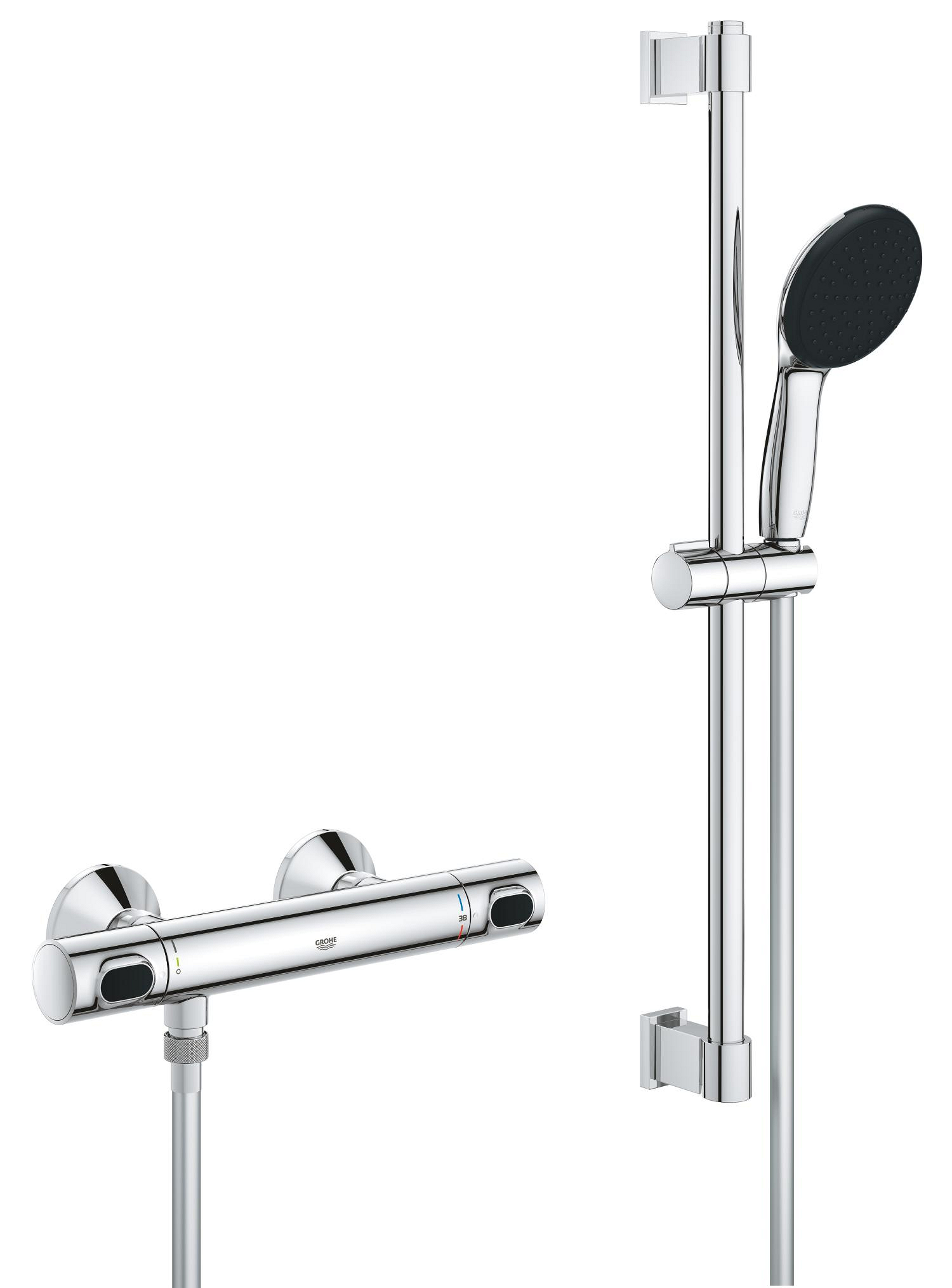 Grohe Baterie dus grohe precision flow, aparenta, termostat, coloana dus, 600 mm, crom, 34800001