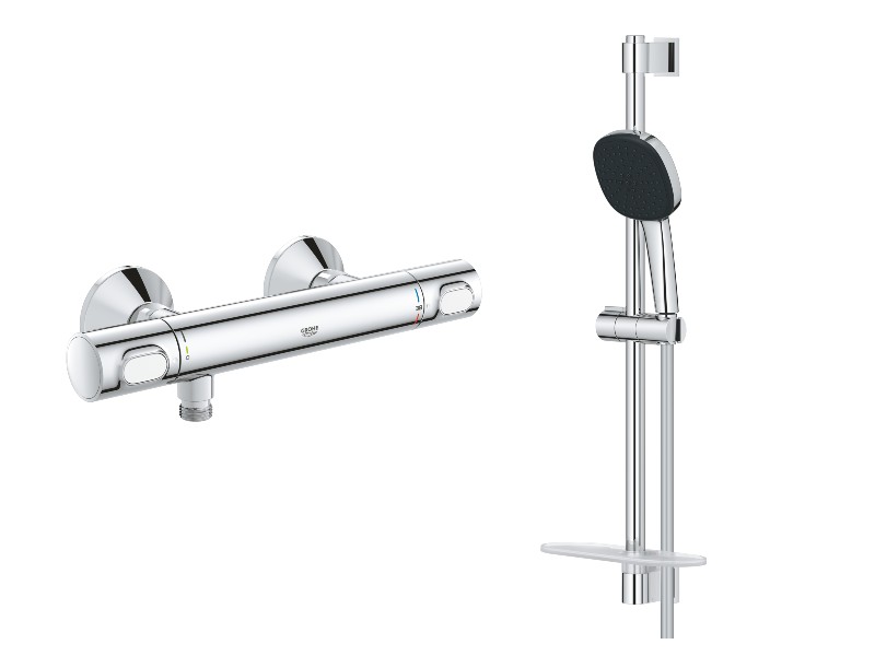 Grohe Baterie dus grohe precision flow, aparenta, termostat, coloana dus, 2 functii, crom, 34840000-5st