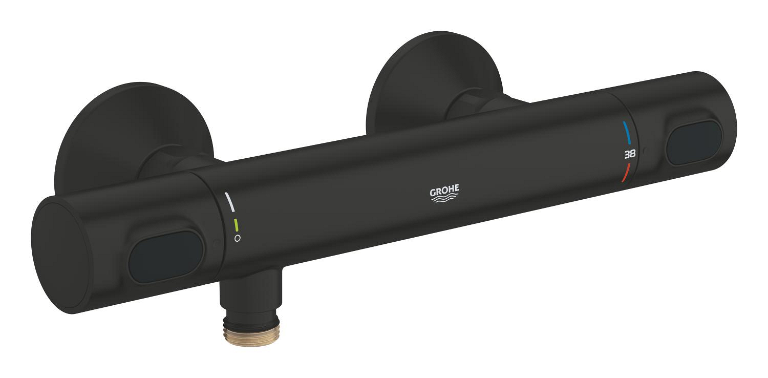 Grohe Baterie dus grohe precision flow, aparenta, termostat, mat, negru, 348402430