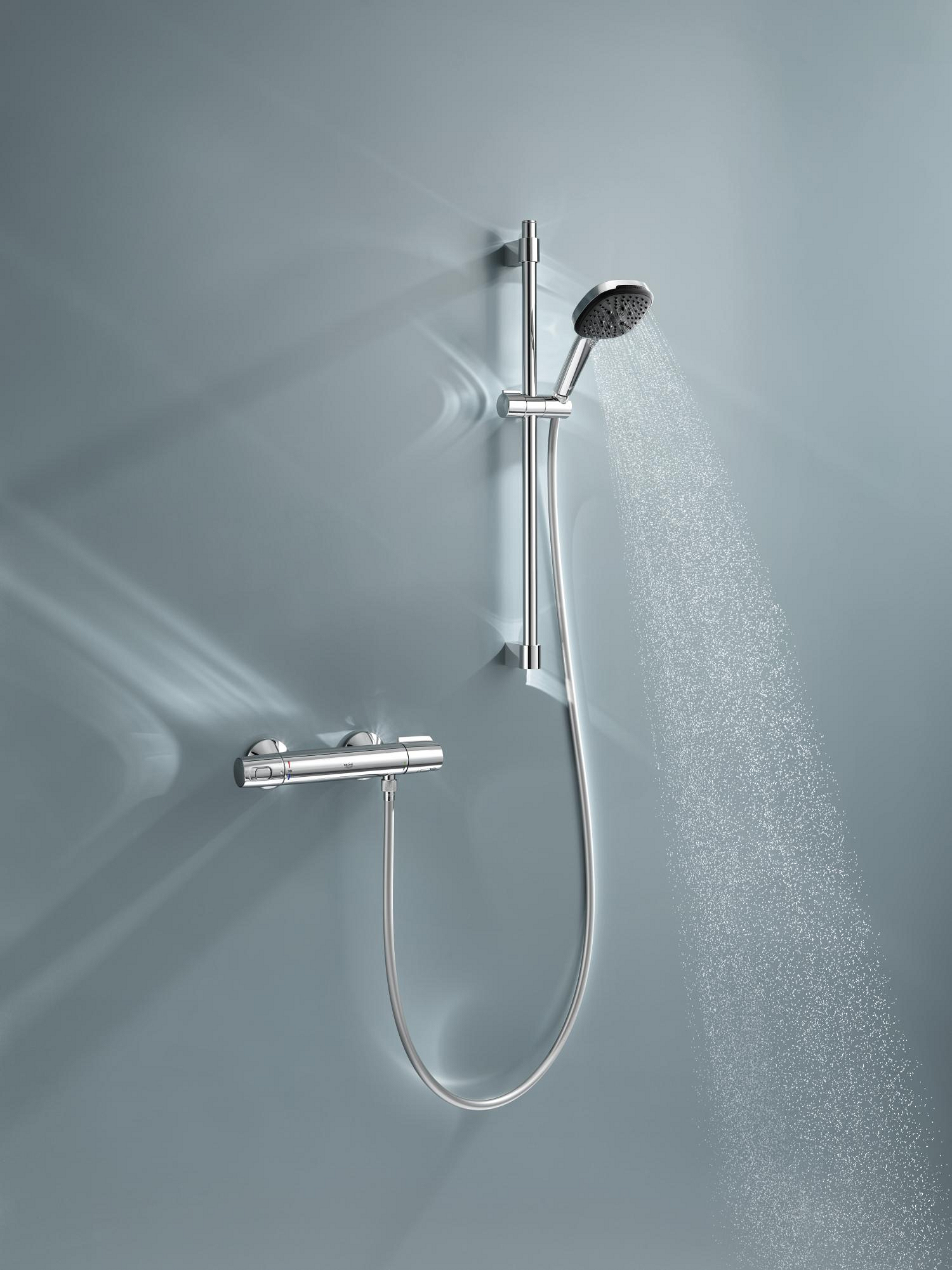 Grohe Baterie dus grohe precision trend, aparenta, termostat, coloana dus, 600 mm, crom, 34237003