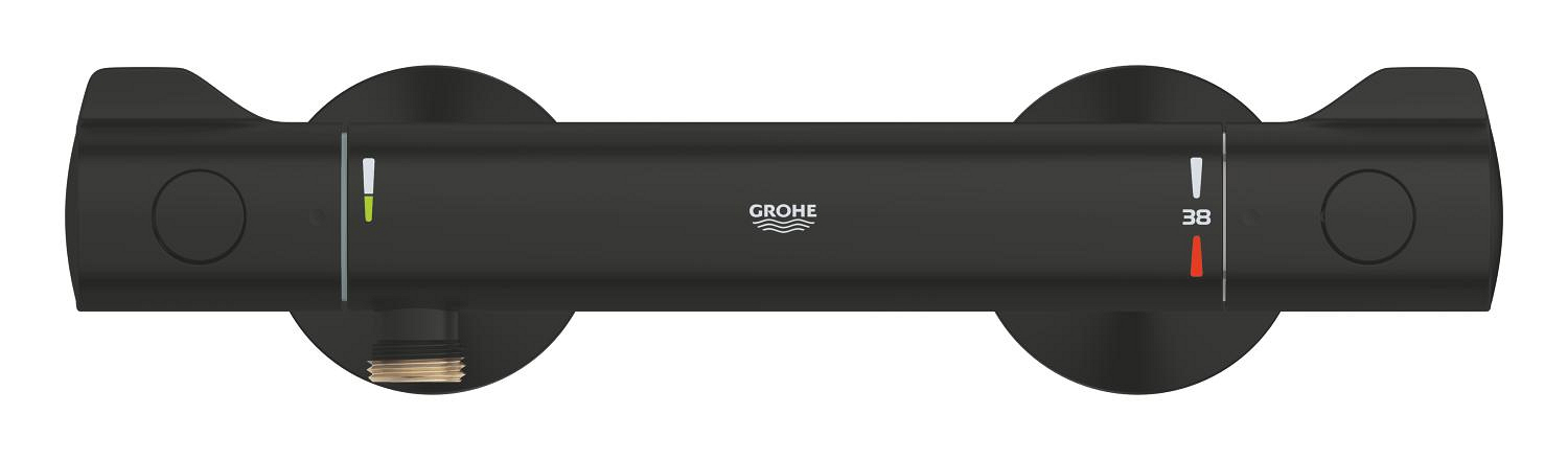 Baterie dus Grohe 1022022430, 0.8 bar, 81 mm, 317 mm, 2 orificii instalare, 1/2 dimensiune racord furtun, Negru