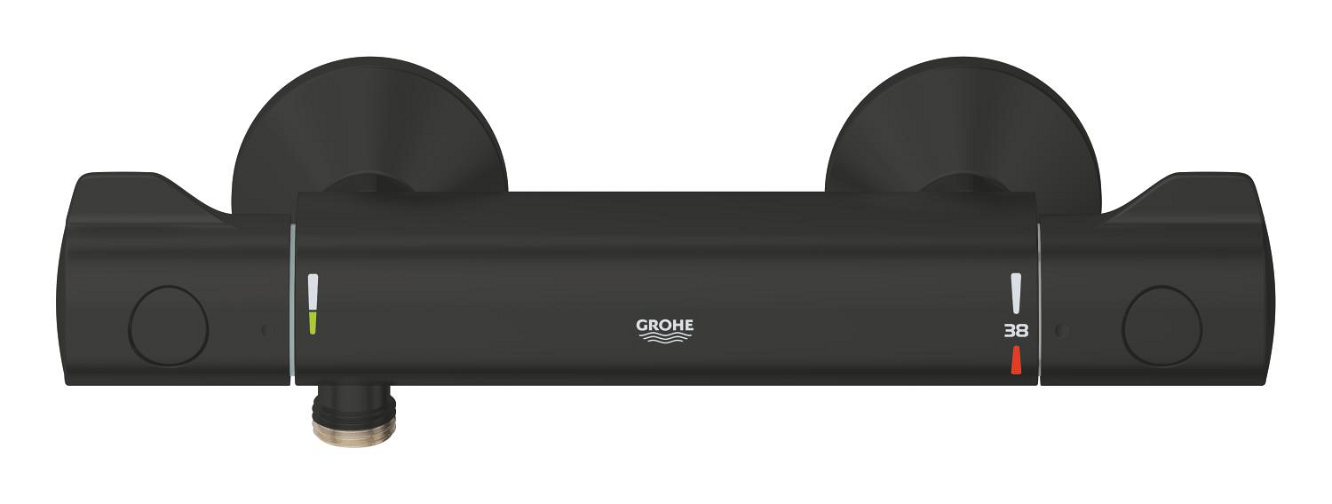 Baterie dus Grohe 1022022430, 0.8 bar, 81 mm, 317 mm, 2 orificii instalare, 1/2 dimensiune racord furtun, Negru