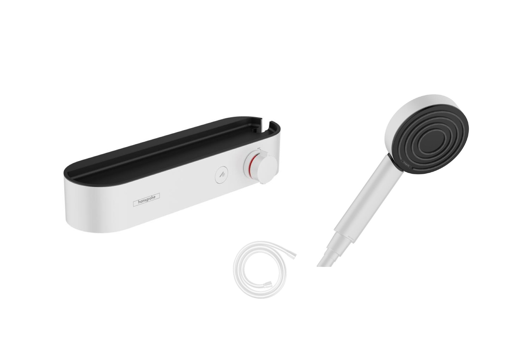 Hansgrohe Baterie dus hansgrohe hansgrohe showertablet, aparenta, termostat, set dus, mat, alb, 24360700
