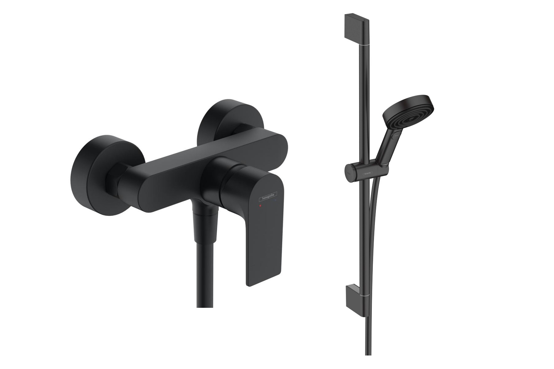 Hansgrohe Baterie dus hansgrohe rebris e, aparenta, coloana dus, mat, negru, 72650670