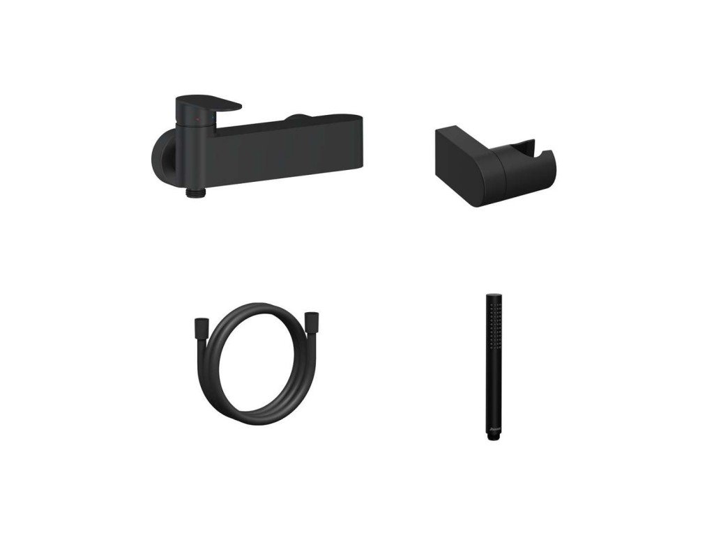 Ravak  Baterie dus ravak chrome ii, aparenta, set dus, 1 functie, mat, negru, x07s122