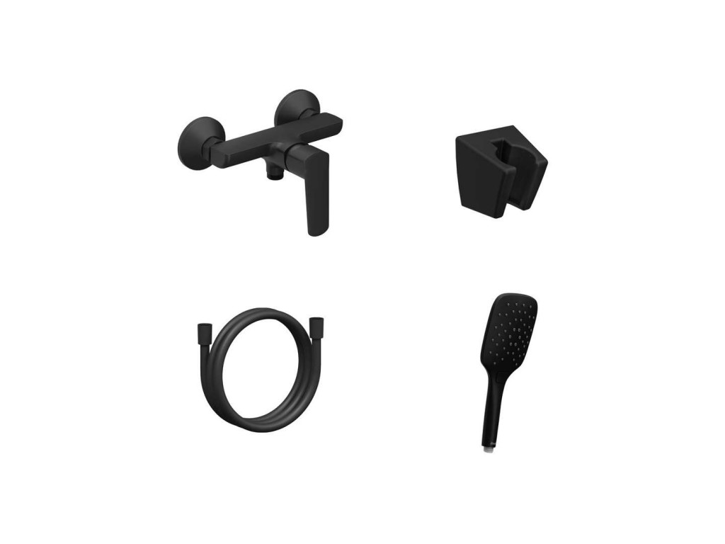 Ravak  Baterie dus ravak life, aparenta, set dus, 3 functii, mat, negru, x07s112