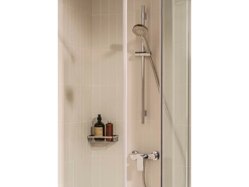 Baterie dus Roca A5A216EC00, 0.6 bar, 133 mm, 215 mm, 2 orificii instalare, 1/2 dimensiune racord furtun, Crom