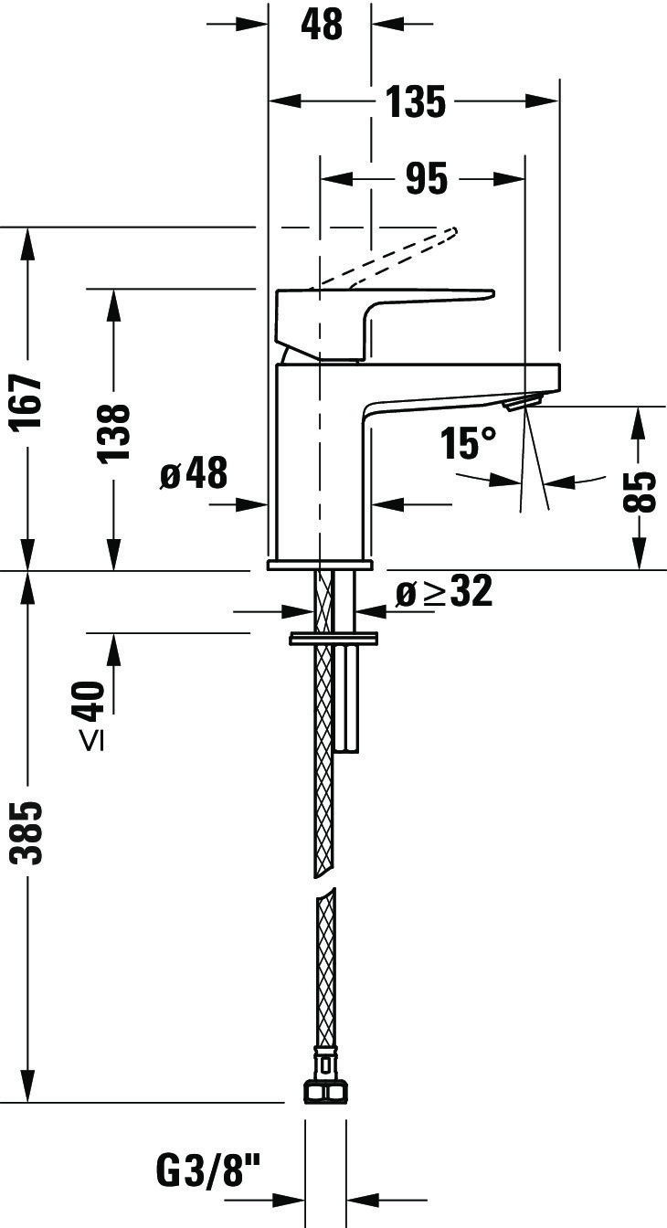 Baterie pentru lavoar Duravit MH1010002010, lavoar Manhattan, tip coma