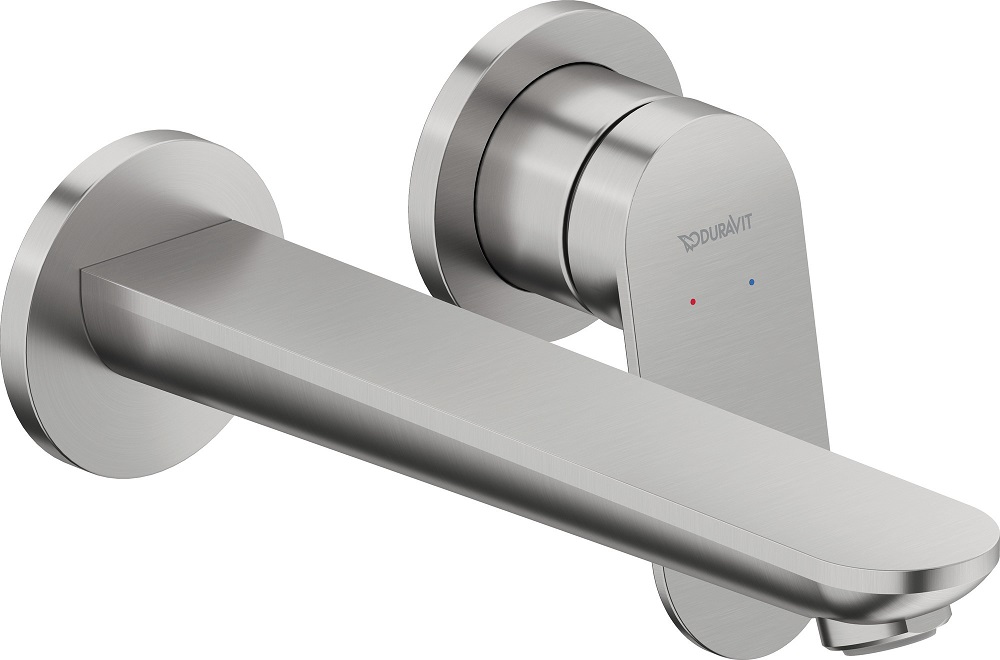 Duravit  Baterie lavoar duravit wave, pe perete, l, 222 mm, necesita valva, mat, otel satinat, wa1070004070
