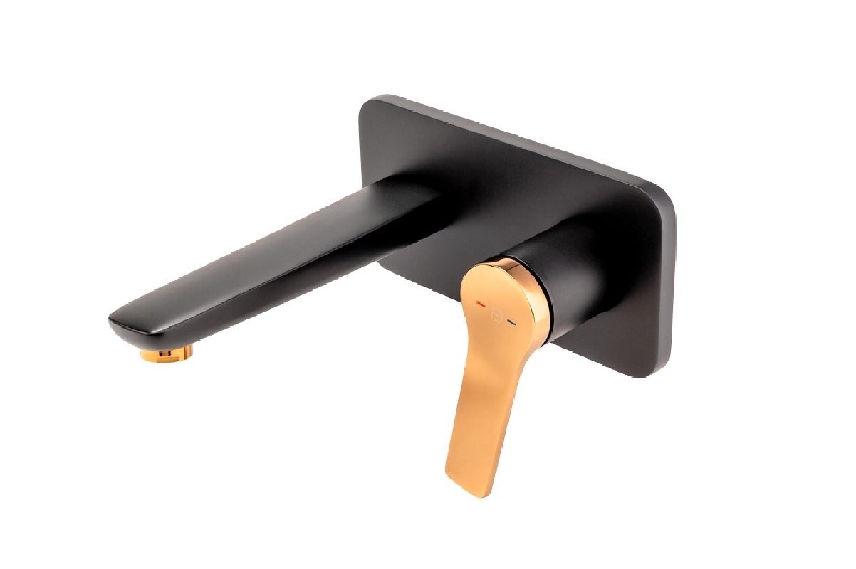 FDesign Baterie lavoar fdesign seppia fd1-spa-3pa-25, 1/2'', montare pe perete, marimea m, include valva, fara ventil, mat, negru