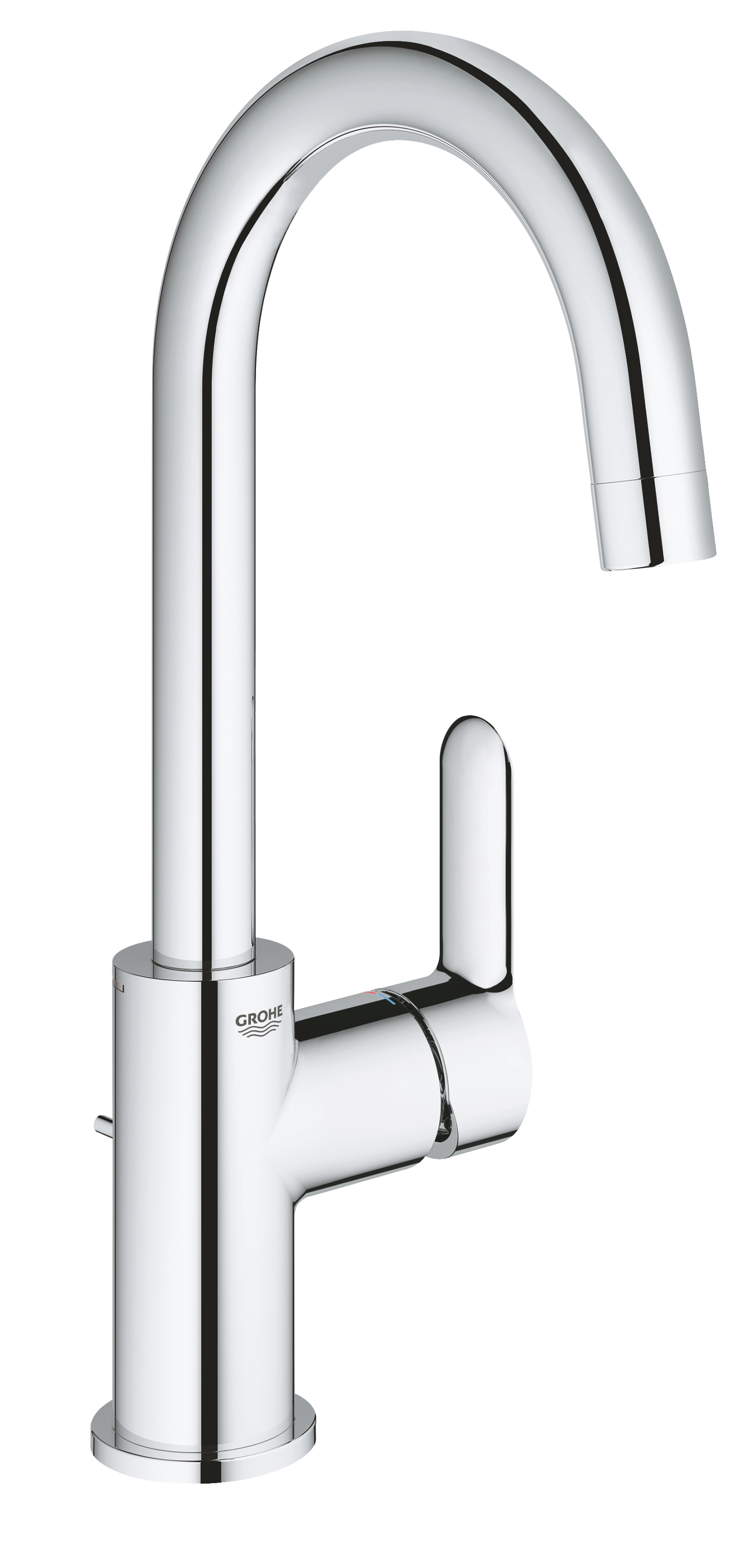 Grohe Baterie lavoar grohe bauedge 23760000, 3/8'', monocomanda, marimea l, cartus ceramic, pivotanta, limitator, set evacuare cu