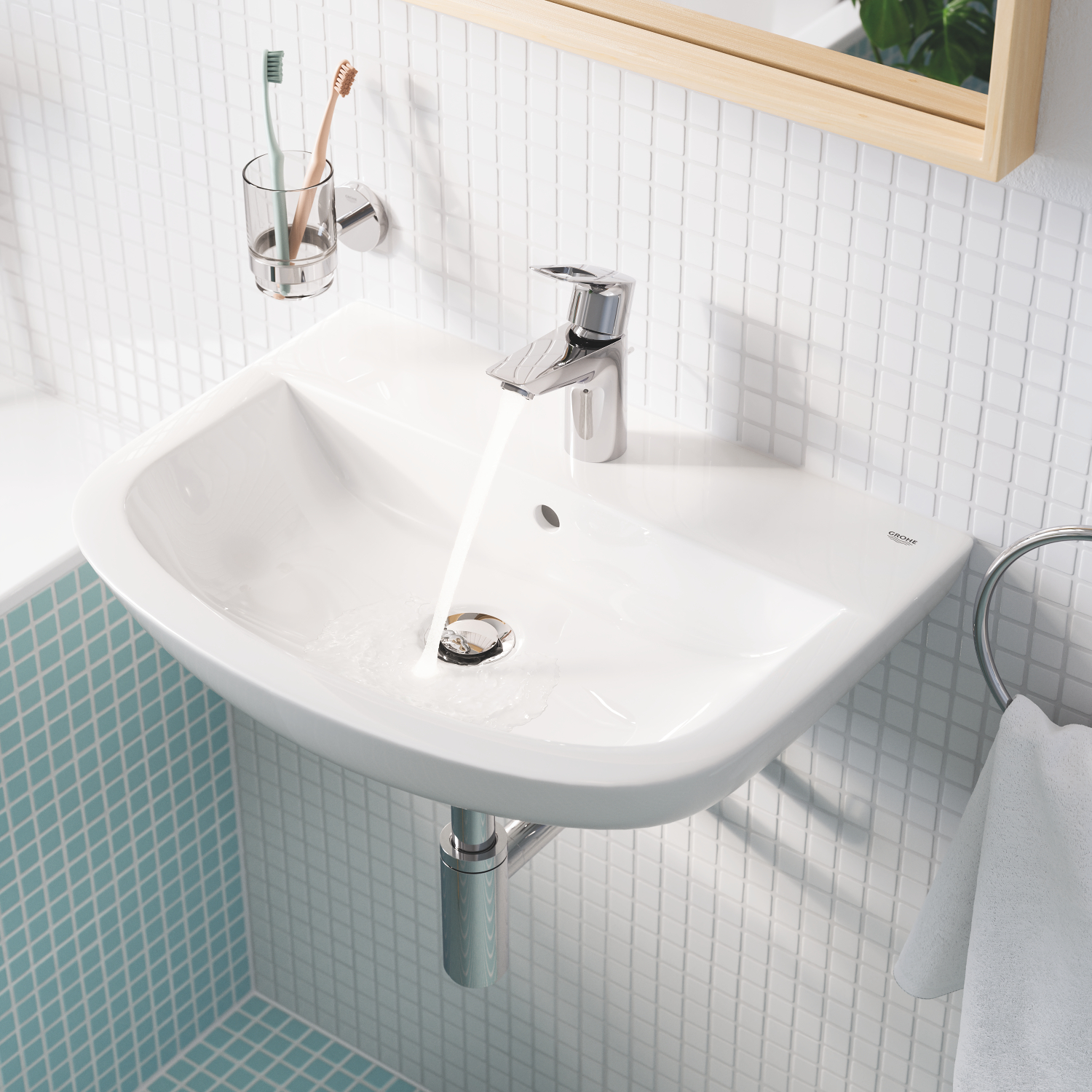 Baterie lavoar Grohe 23335001, 1 bar, 35 mm, 147 mm, 93 mm, 398 mm, 1 orificii instalare, 3/8 dimensiune racord, Crom
