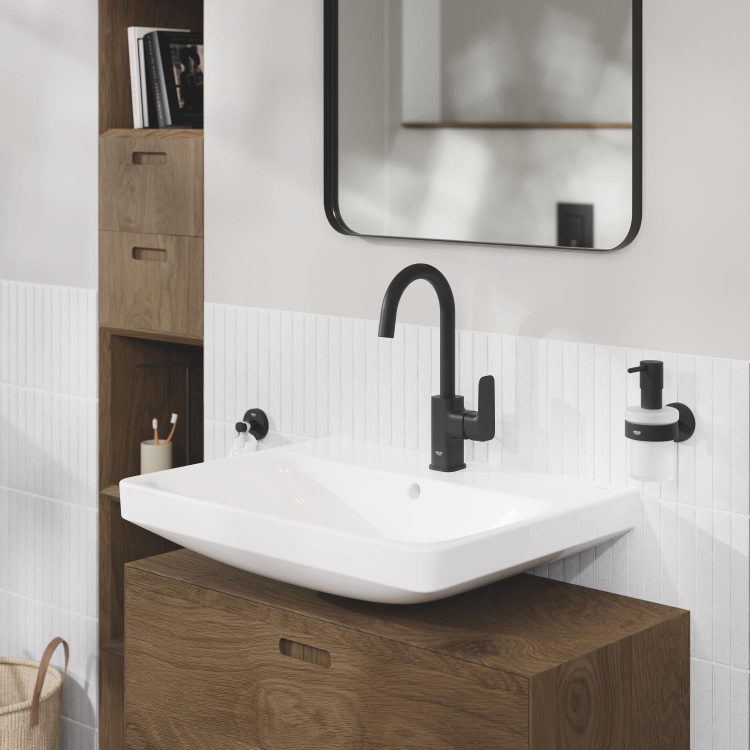 Baterie lavoar Grohe 1017712430, 28 mm, 5 l/min, 0.6 bar, 35 mm, 311 mm, 140 mm, 395 mm, 1 orificii instalare, Negru