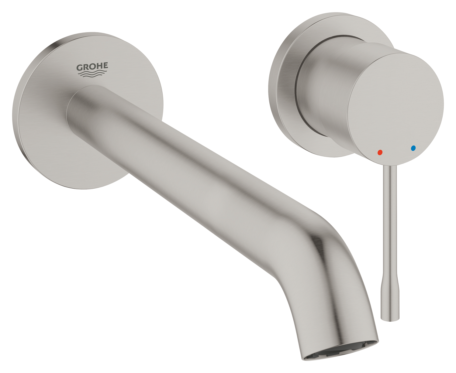Grohe Baterie lavoar grohe essence, 1/2'', l, 230 mm, pe perete, necesita valva, mat, otel satinat, 19967dc1
