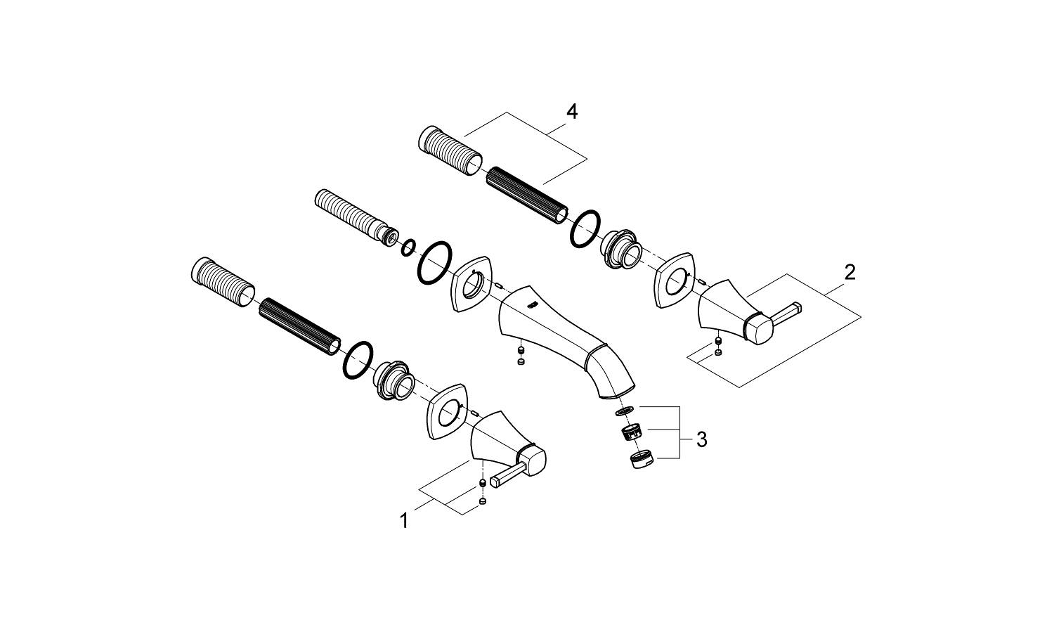 Baterie lavoar Grohe 20414000, Grandera, tip comanda dubla comanda, ti