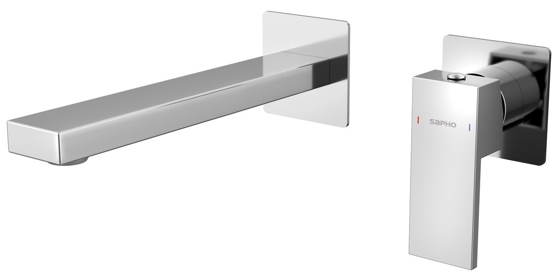 Sapho Baterie lavoar sapho cubemix, pe perete, 200 mm, include valva, crom, cm008