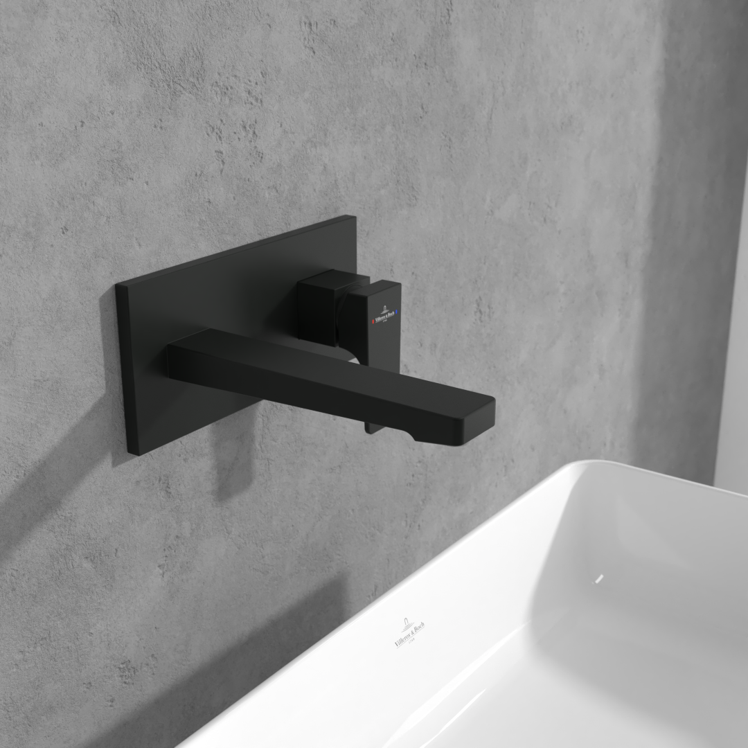 Villeroy and Boch Baterie lavoar villeroy and boch architectura, pe perete, 220 mm, necesita valva, ventil, mat, negru,