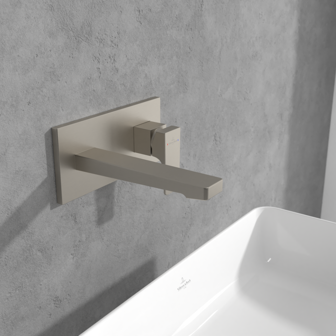 Villeroy and Boch Baterie lavoar villeroy and boch architectura, pe perete, 220 mm, necesita valva, ventil, mat, nichel,