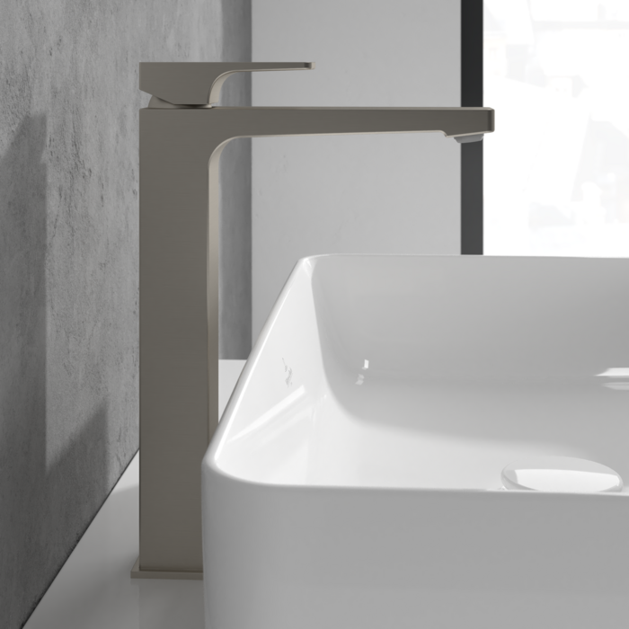 Villeroy and Boch Baterie lavoar villeroy and boch architectura square, xl, 306 mm, ventil, mat, nichel, tvw12500200064
