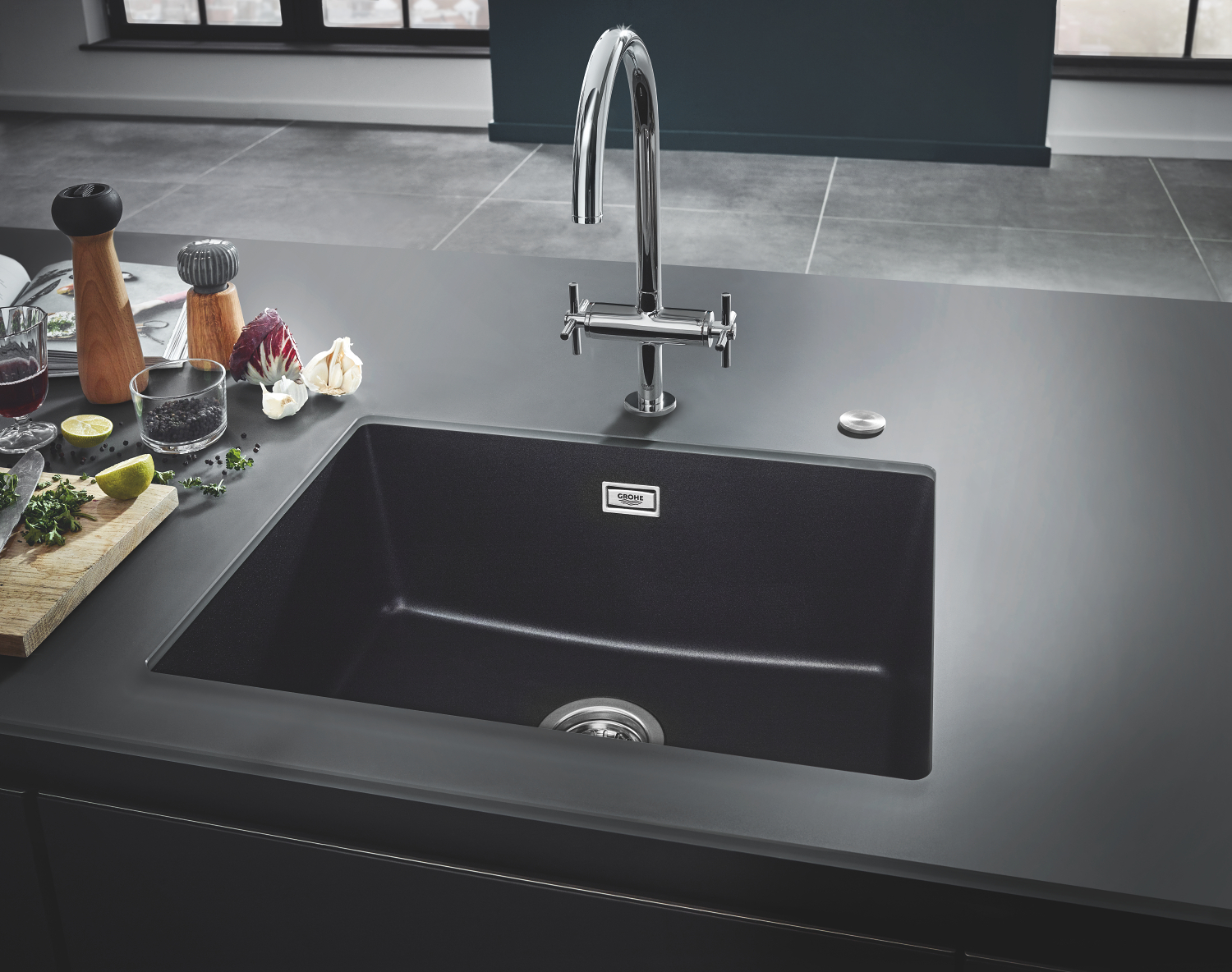 Baterie de bucatarie Grohe 30362000, 1 bar, 386 mm, 221 mm, 1 orificii instalare, 1 sprayuri, 360 unghi pivotare, Crom