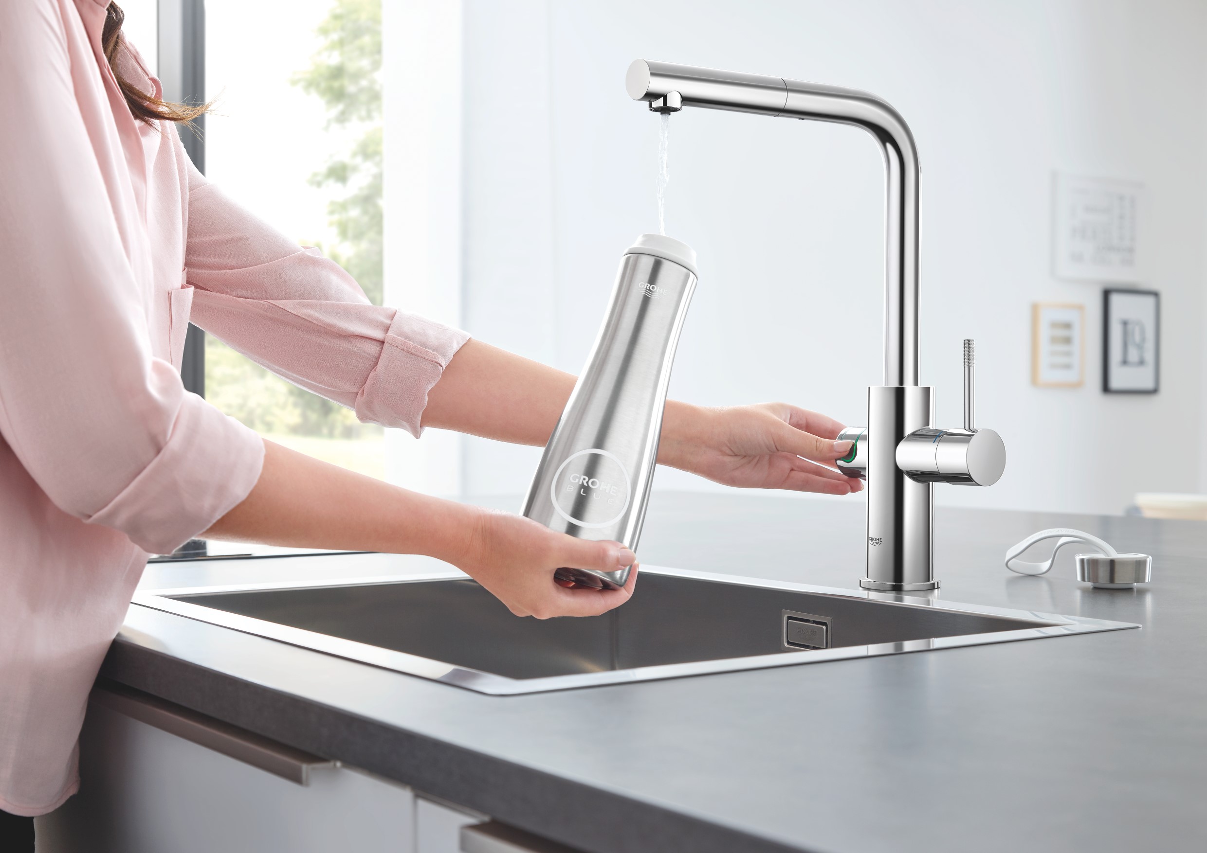 Baterie bucatarie Grohe 31539000, 1 bar, 378 mm, 221 mm, 1 orificii instalare, 3 sprayuri, 150 unghi pivotare, Crom