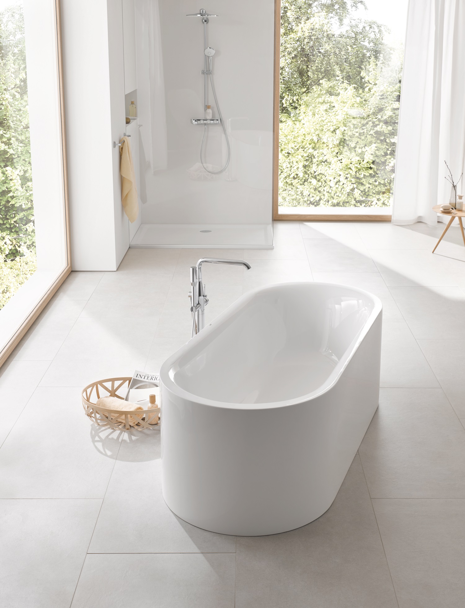 Baterie de cada Grohe 23491001, 1 bar, 66 mm, 1.25 m, 884 mm, 277 mm, 1 orificii instalare, 1 functii para dus, Crom