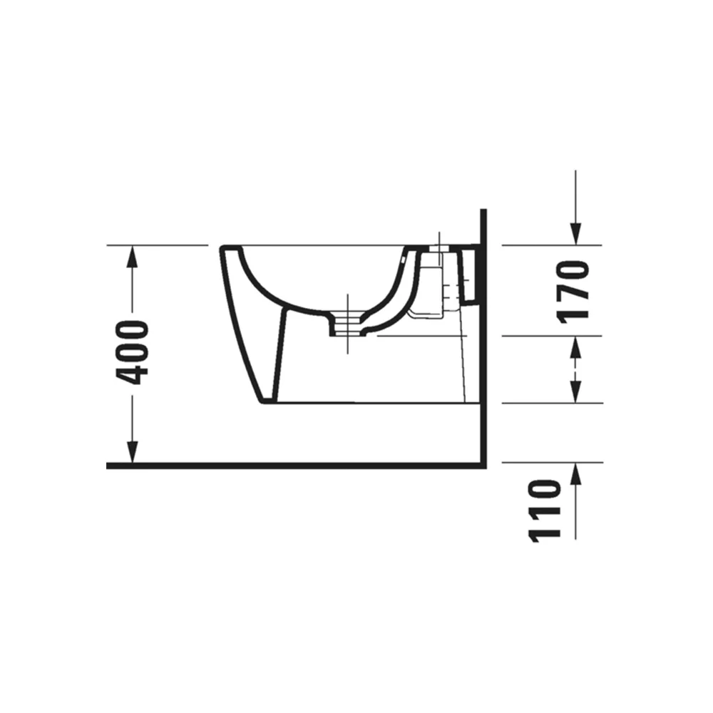Bideu Duravit 2298150000, Soleil, montaj suspendat, preaplin, zona mon