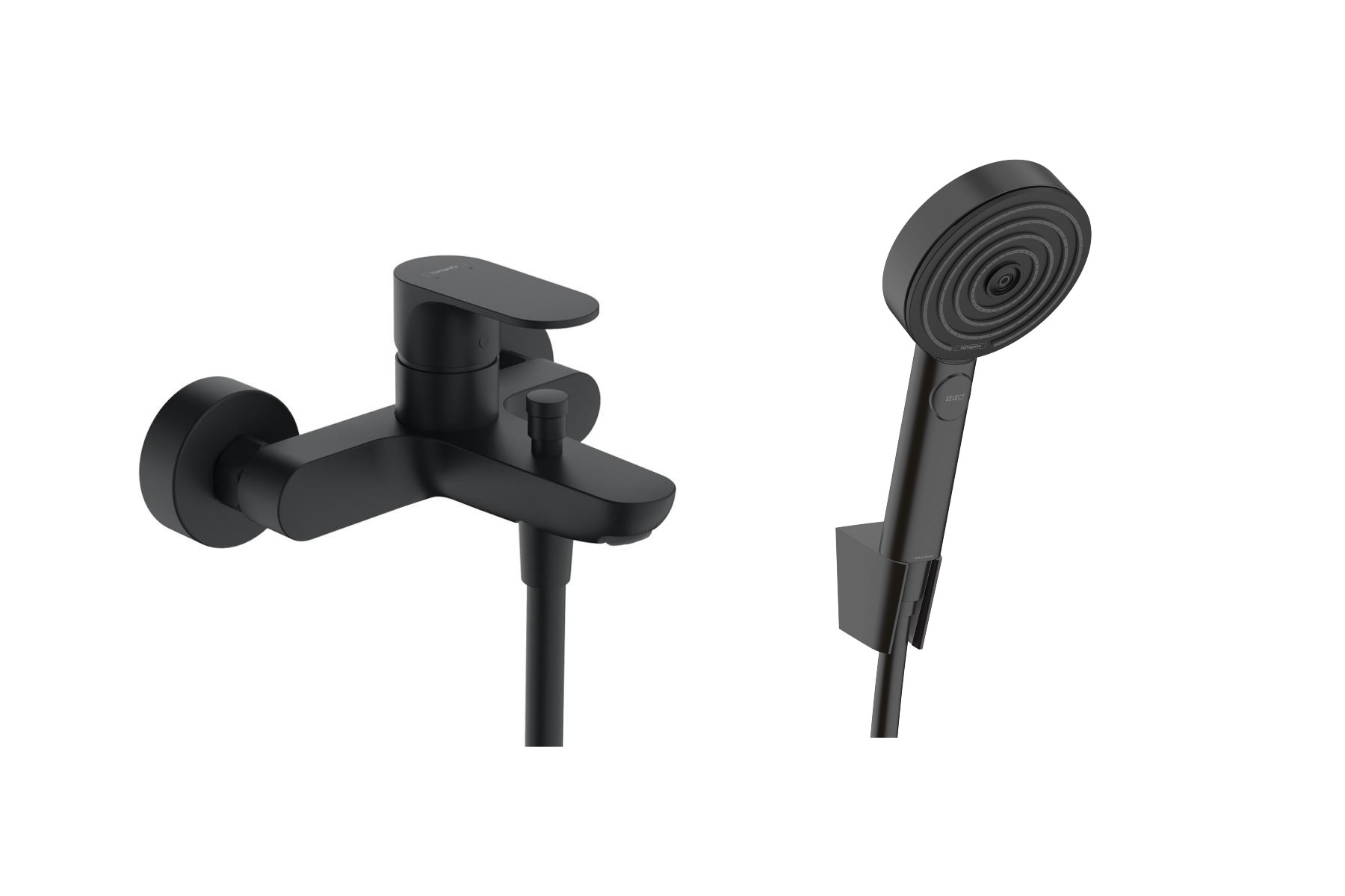 Hansgrohe Baterie cada hansgrohe rebris s, aparenta, diverter, set dus, mat, negru, 72440670