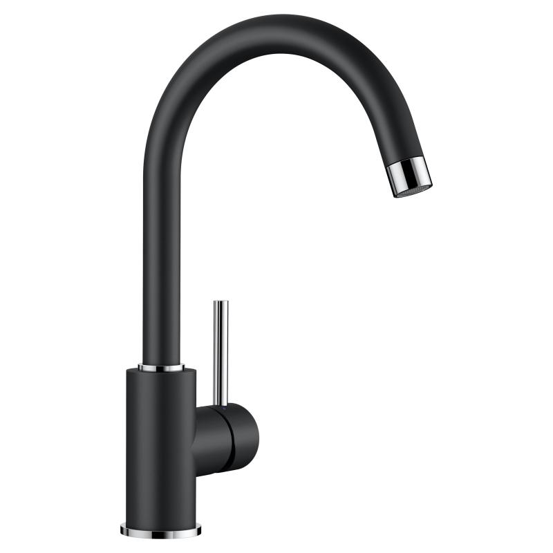 Blanco Baterie de bucatarie blanco mida 526145, 3/8'', pipa inalta, tip c, pivotanta, mat, negru / crom