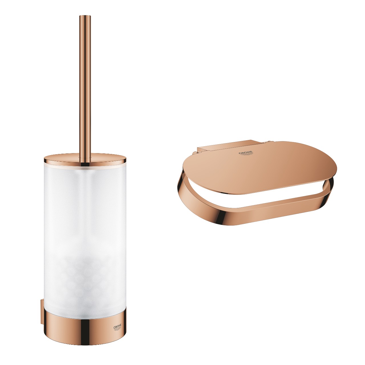 Grohe Bundle 2in1 perie wc si suport grohe selection 41076da0 / 41069da0, montare pe perete, fixare ascunsa, lucios, cupru
